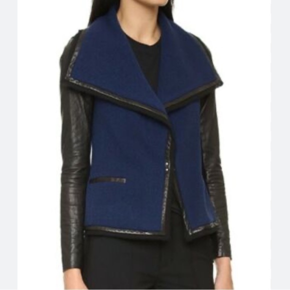 Vince Boucle Knit Lambskin Leather Drape Moto Jacket sz8 - Picture 2 of 15